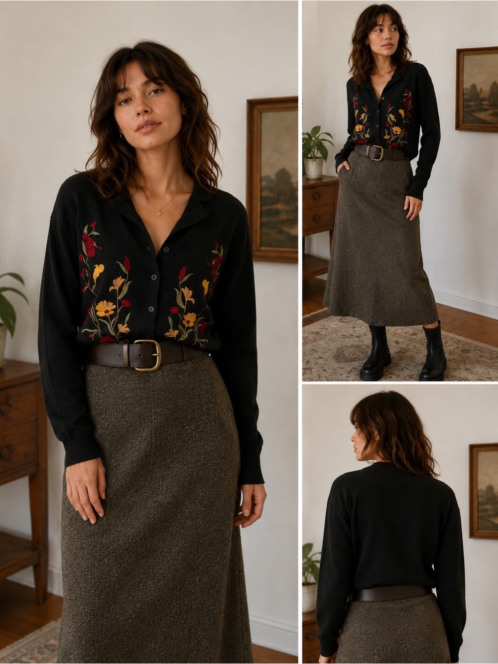 Vintage wool blend cottagecore cardigan